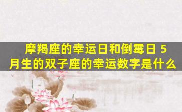 摩羯座的幸运日和倒霉日 5月生的双子座的幸运数字是什么